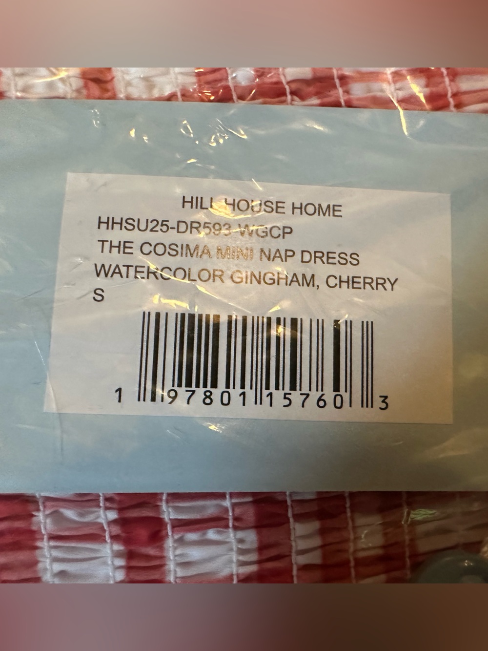 NEW Hill House Mini Cosima Nap dress. Cherry Gingham. S. NWT - Picture 6 of 6